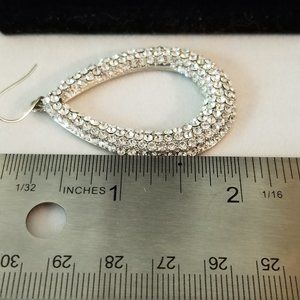 Oval Round, Pave Crystal, Drop Dangle Earrings